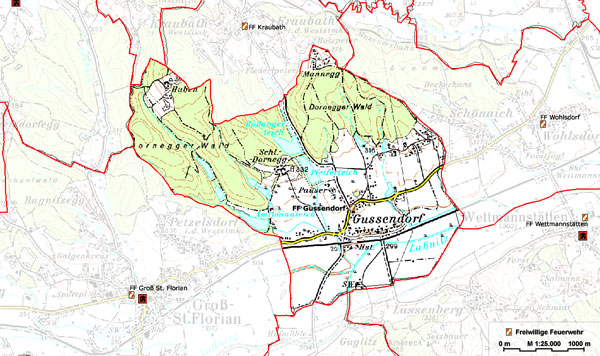 Das Einsatzgebiet der Freiwilligen Feuerwehr Gussendorf