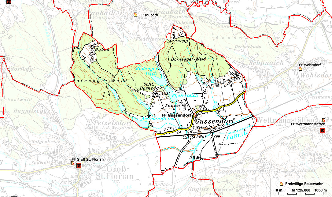 Das Einsatzgebiet der Freiwilligen Feuerwehr Gussendorf