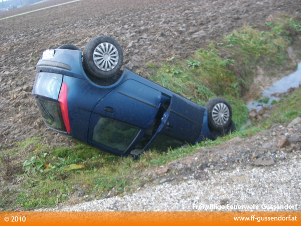 Wie schon einige Male zuvor, kam der PKW auch diesesmal wieder am Dach zum liegen