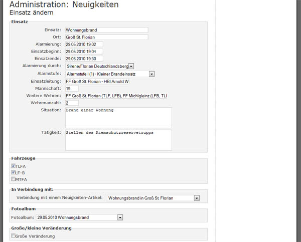 Bei der Administration eines Einsatzes