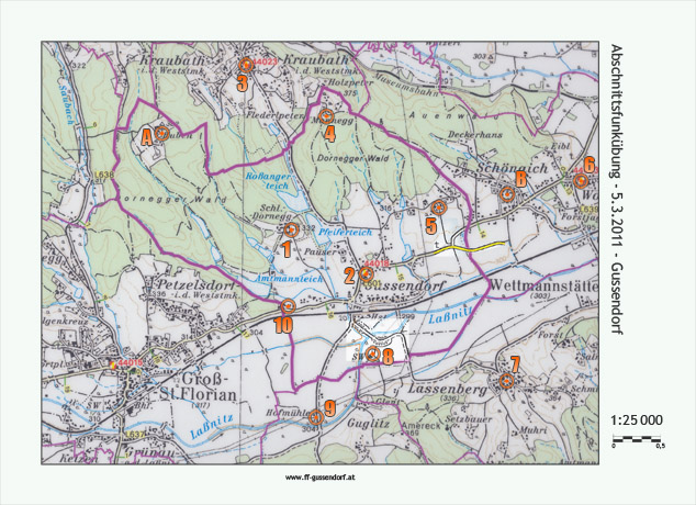 Die Karte mit den zehn Stationen